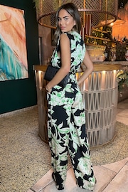 AX Paris Green Floral Print V-Neck Sleeveless Jumpsuit - Image 2 of 4