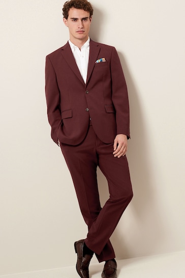 Brick Red Regular Fit Motionflex Stretch Suit Trousers
