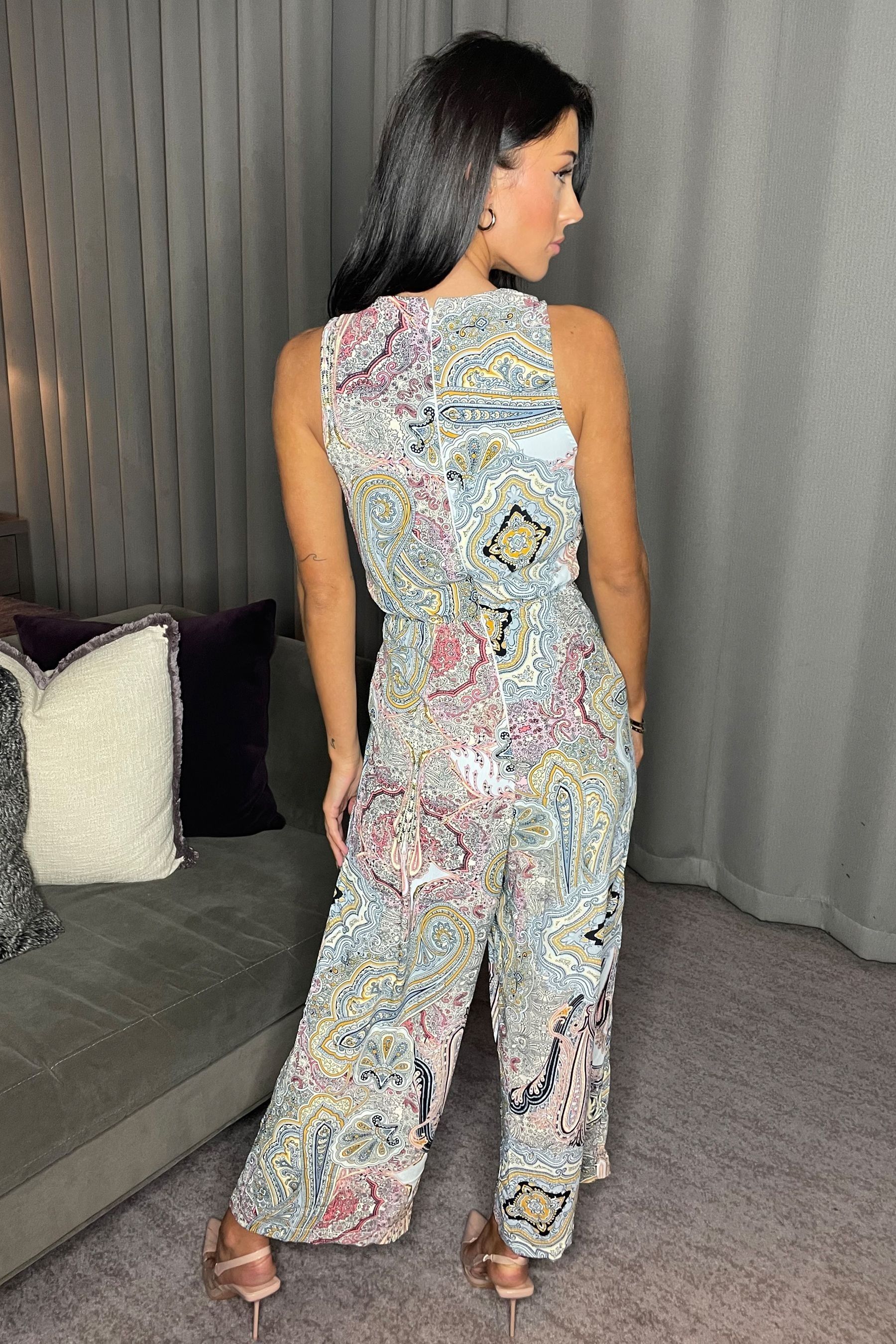 AX Paris Multi Printed Sleeveless Knot Front Jumpsuit