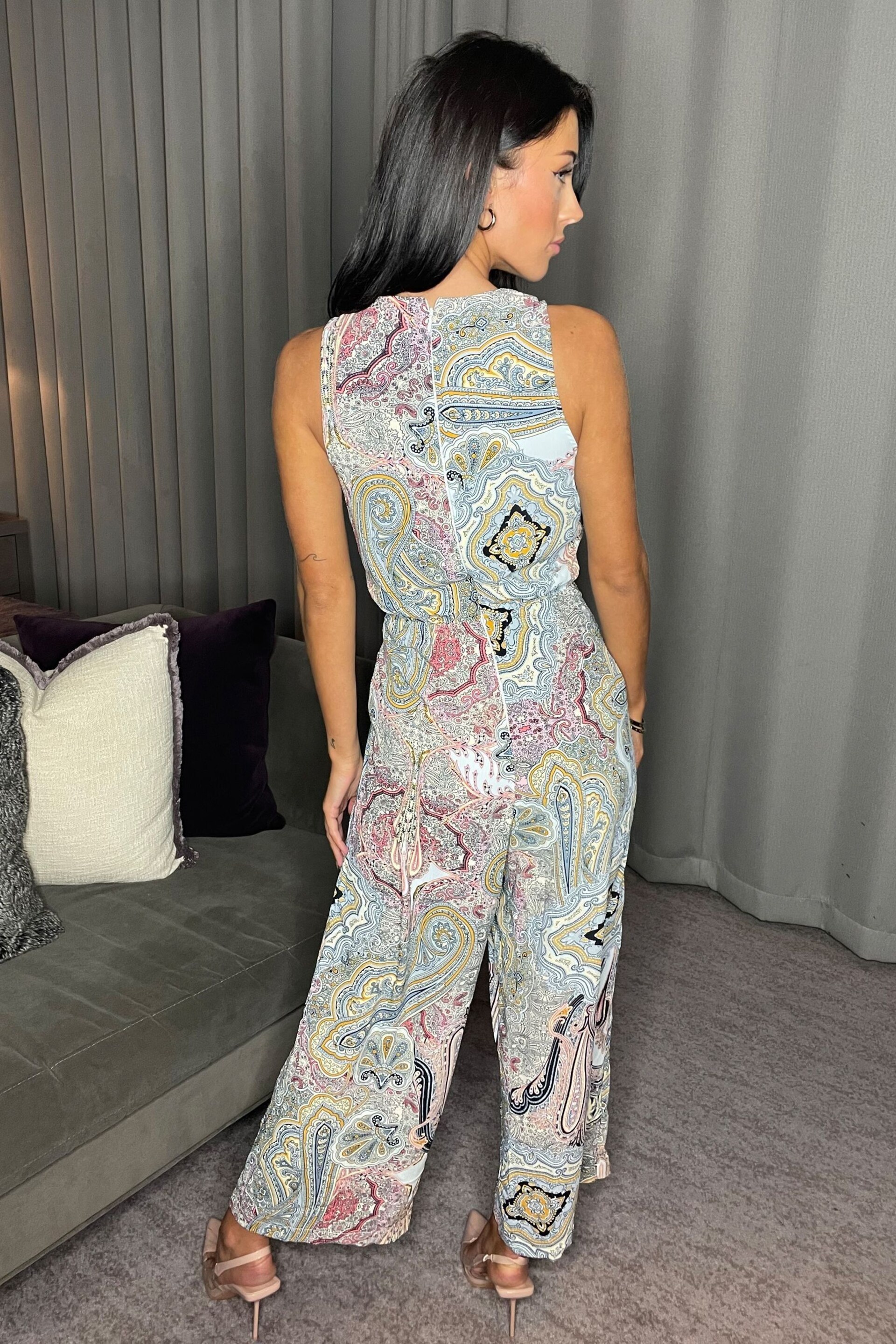 AX Paris Multi Printed Sleeveless Knot Front Jumpsuit - Image 2 of 4