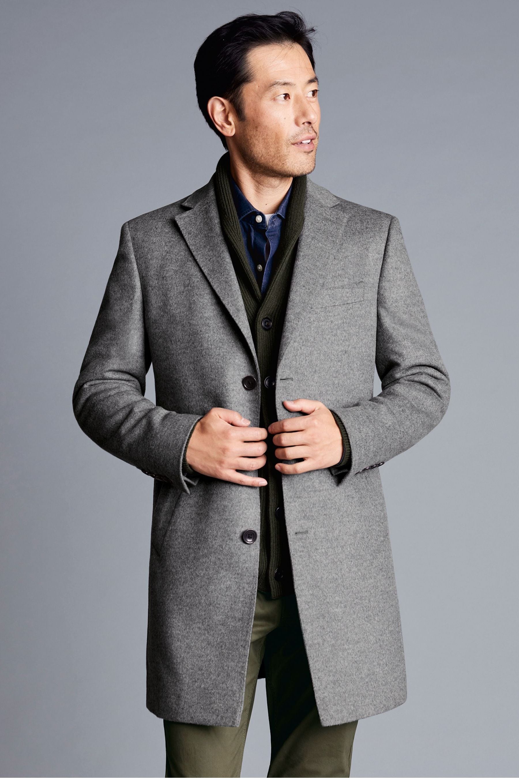 Buy Charles Tyrwhitt Grey Pure Wool Overcoat from the Next UK online shop