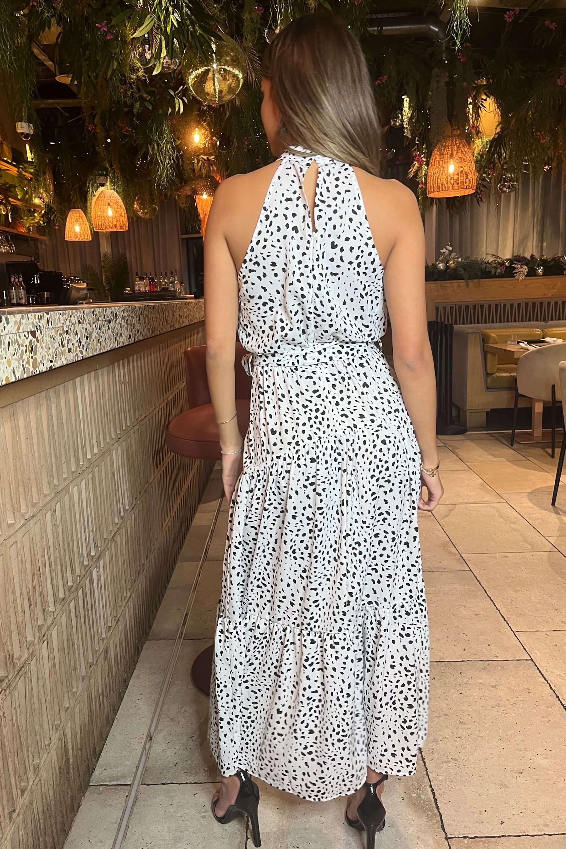 Buy AX Paris Halterneck Tie Waist Midi White Dress from Next Luxembourg