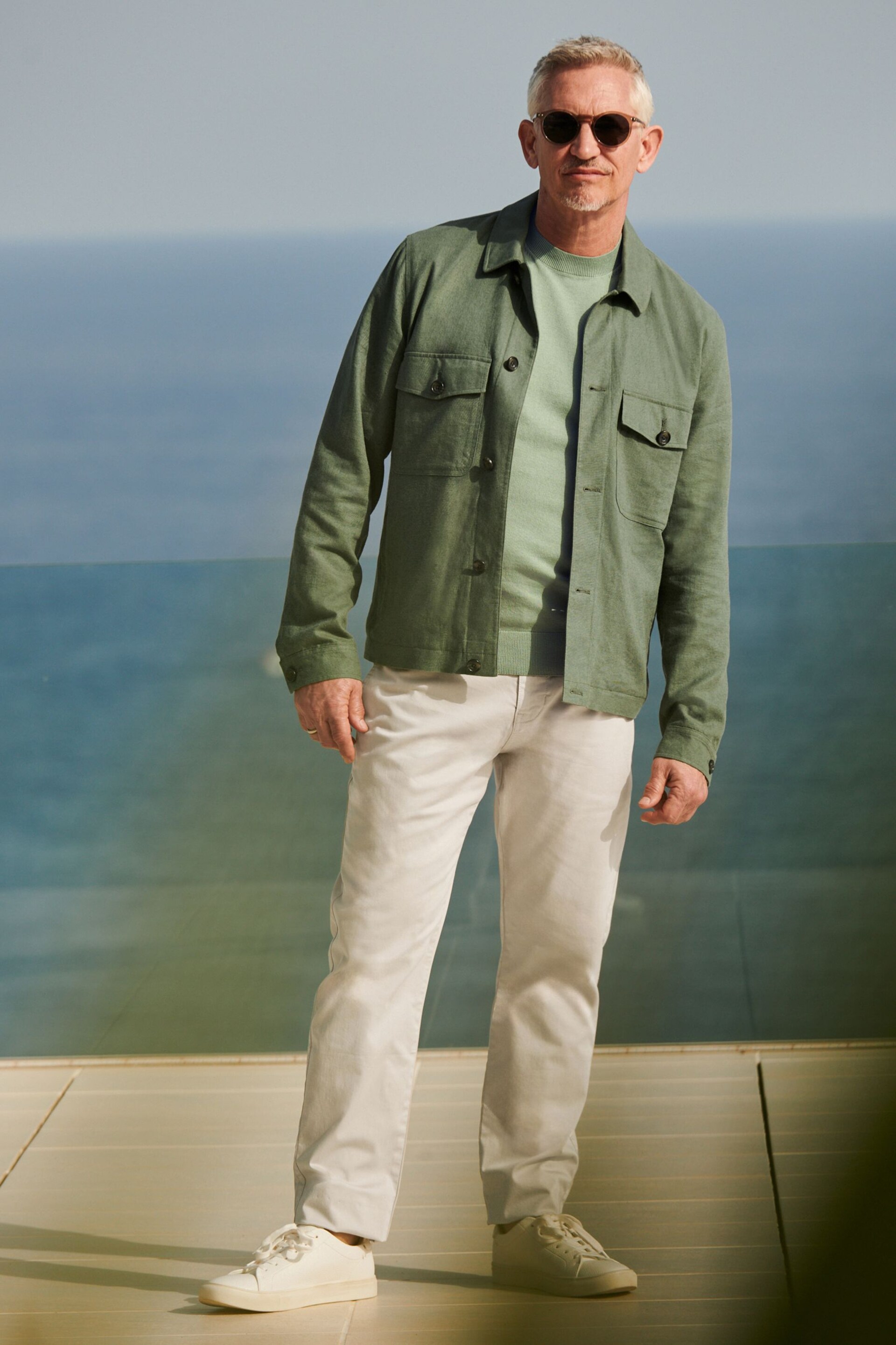 Sage Green Linen Blend Trucker Jacket - Image 3 of 10