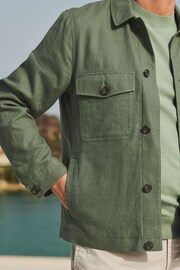 Sage Green Linen Blend Trucker Jacket - Image 5 of 10