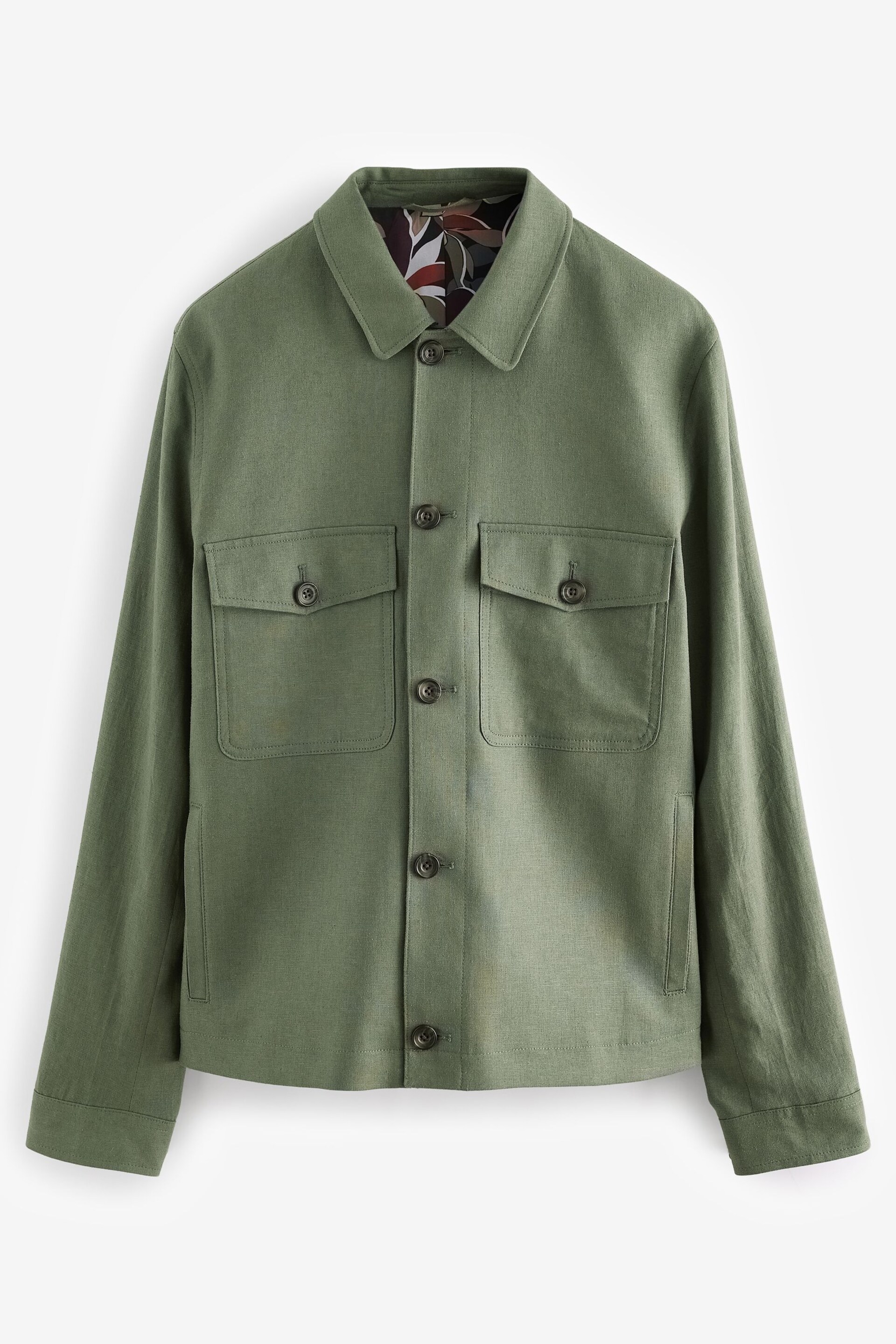 Sage Green Linen Blend Trucker Jacket - Image 6 of 10