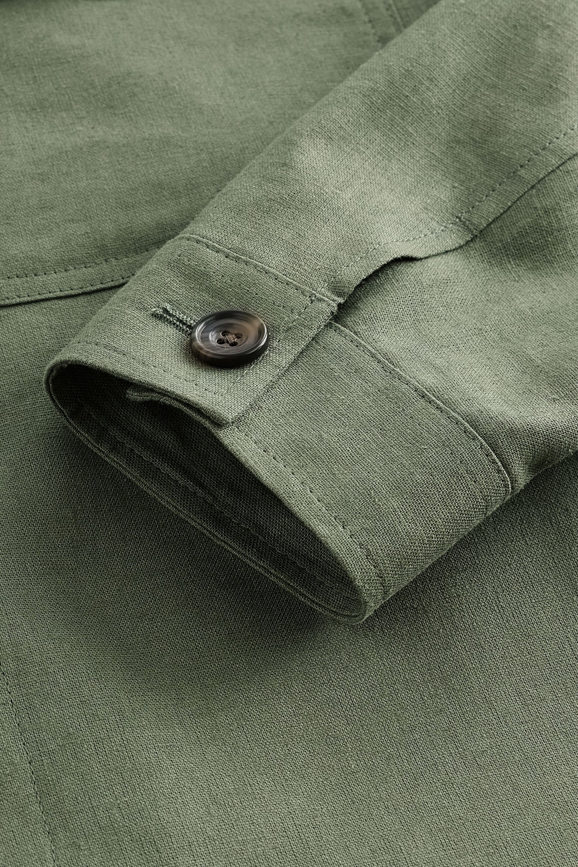 Sage Green Linen Blend Trucker Jacket - Image 9 of 10