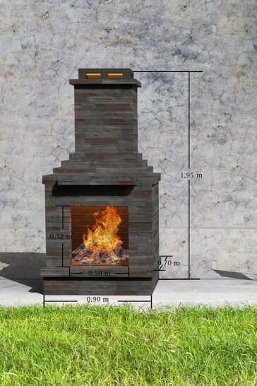 Callow Grey Stone Outdoor Wood Burning Fireplace