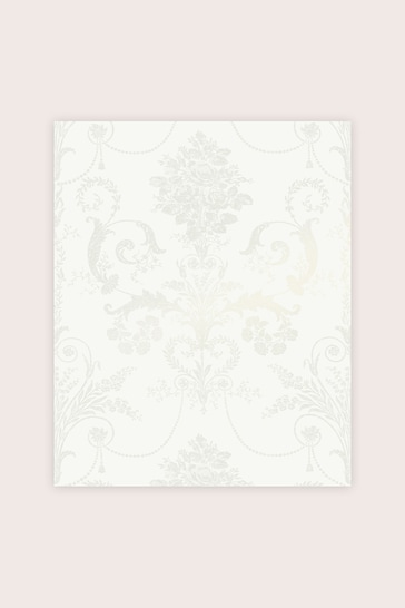 Laura Ashley Pearlescent White Josette Wallpaper Sample Wallpaper