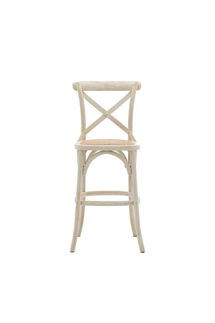 Gallery Home Set of 2 White Rattan Boston Stool - Image 1 of 5