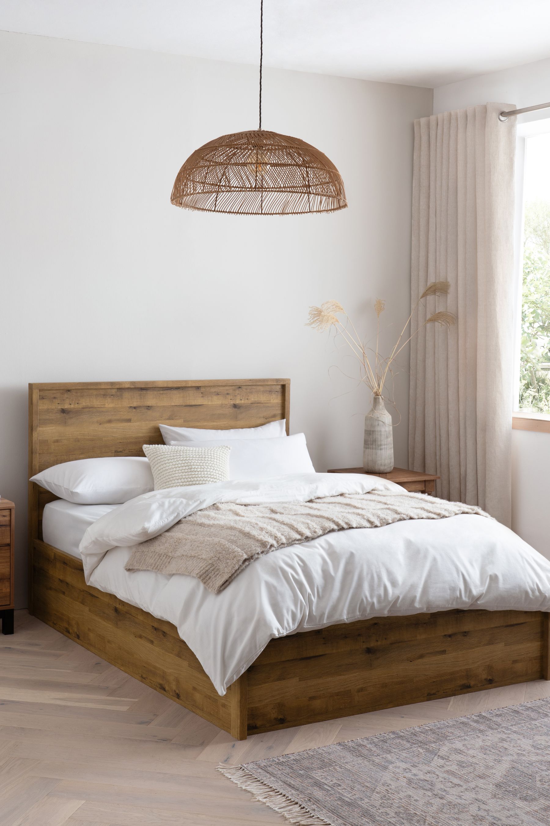 Oak effect double bed frame deals
