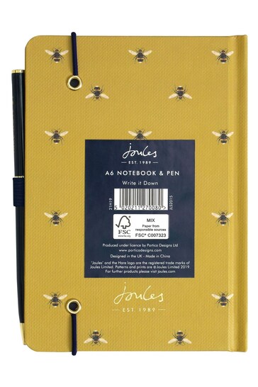 Joules Yellow A6 Notebook & Pen Set
