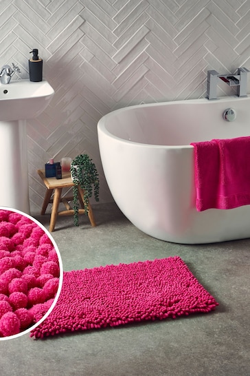Hot Pink Super Plush Bath Bobble Mat