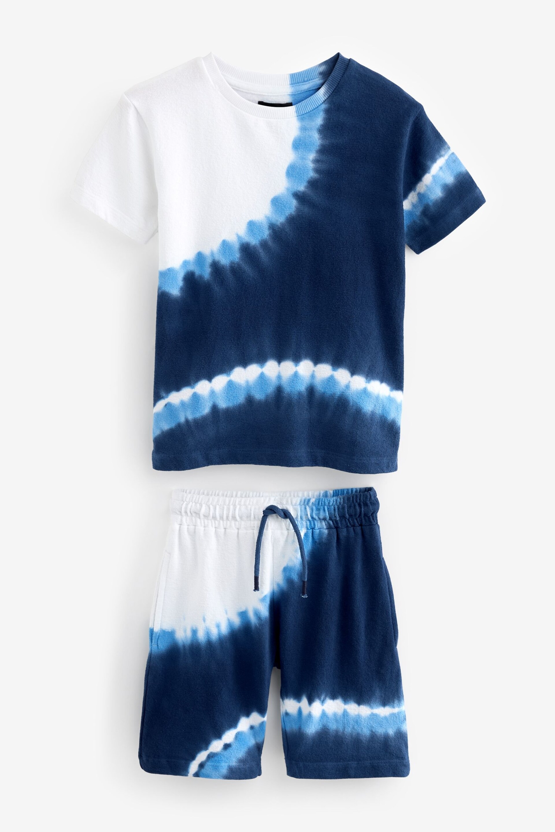 Navy Blue Tie Dye T-Shirt and Shorts Set (3-16yrs) - Image 3 of 5