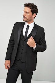 Black Regular Fit Tuxedo Suit Jacket - Image 1 of 10