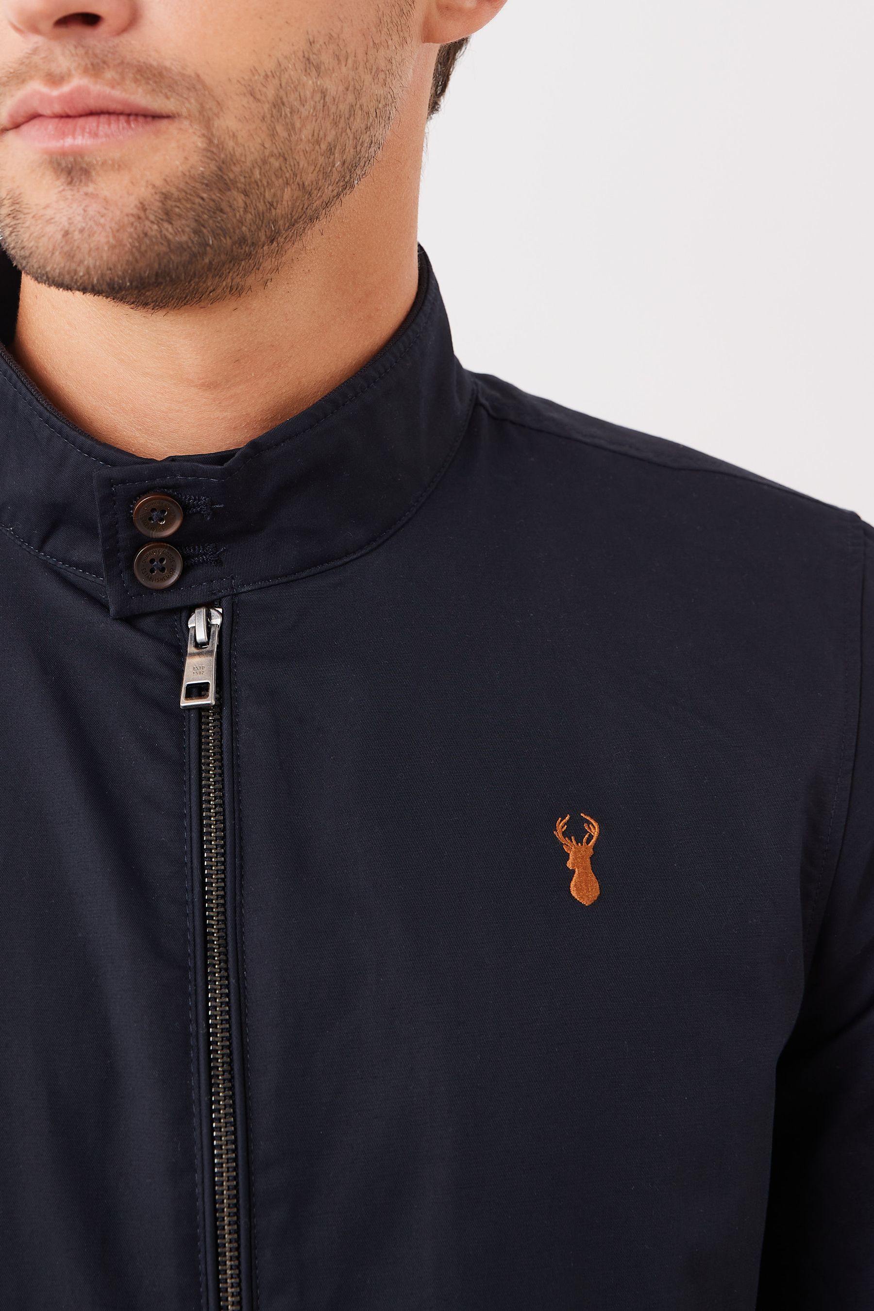 Buy Navy Blue Shower Resistant Check Lining Harrington Jacket from Next Netherlands