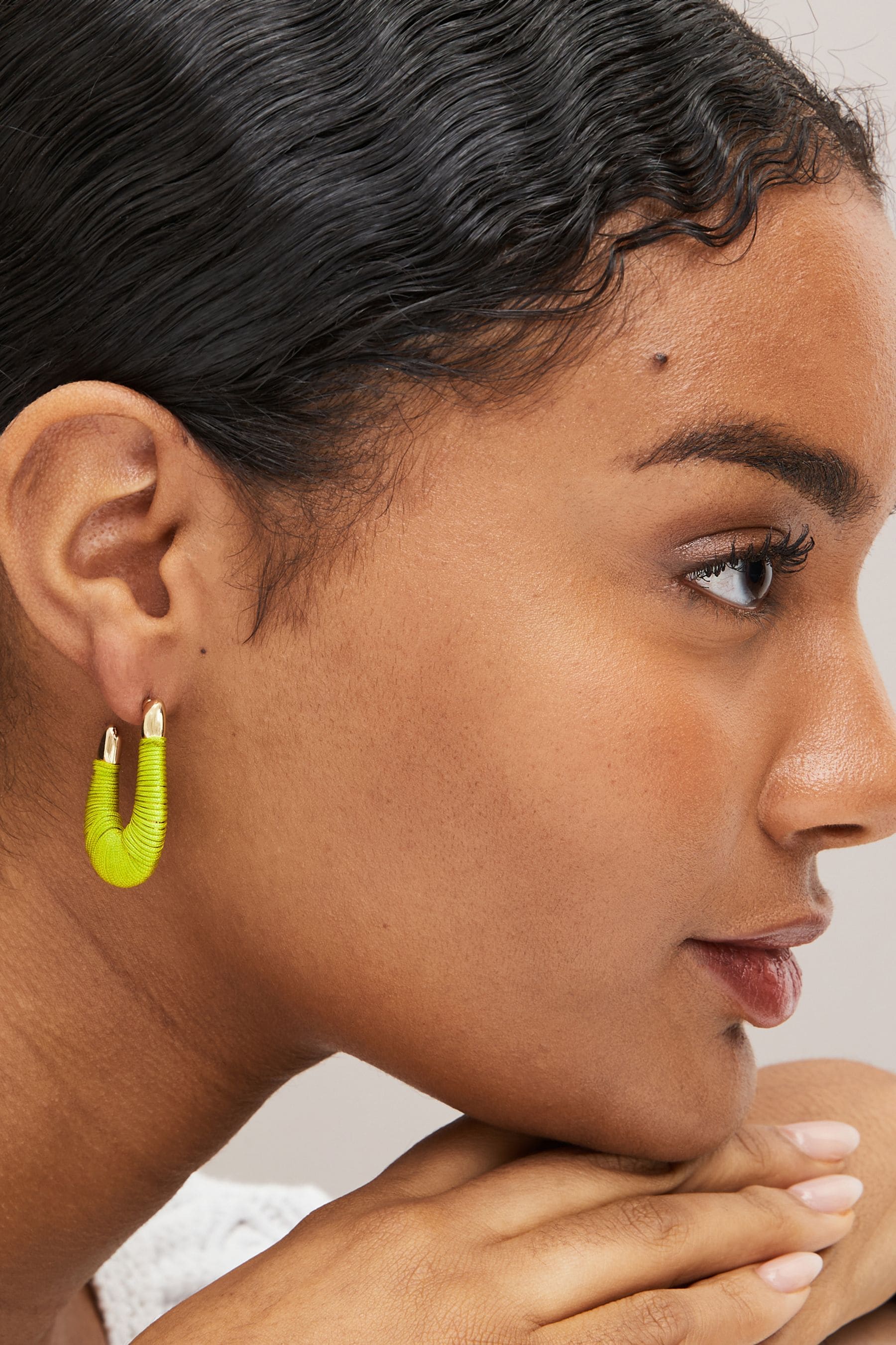 Thread wrapped hoop earrings deals