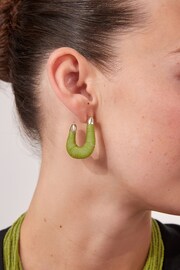 Lime Green Thread Wrap Hoop Earrings - Image 4 of 8