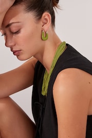 Lime Green Thread Wrap Hoop Earrings - Image 6 of 8