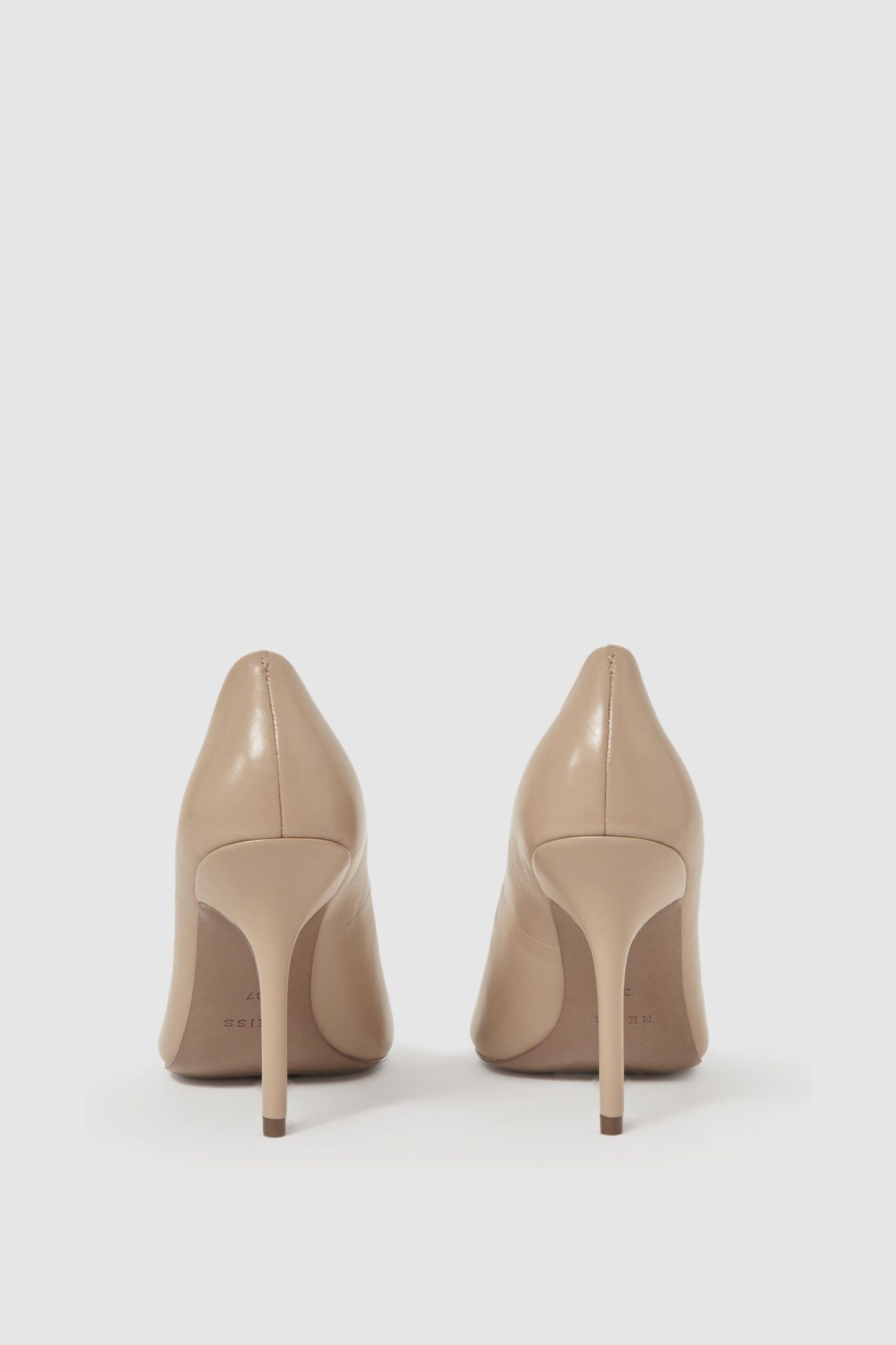 Reiss Nude Isla Leather Peep Toe Court Shoes - Image 4 of 5