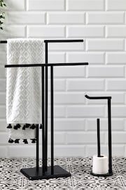 Black Double Freestanding Towel Rail - Image 2 of 4