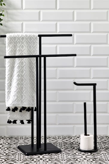 Black Double Freestanding Towel Rail