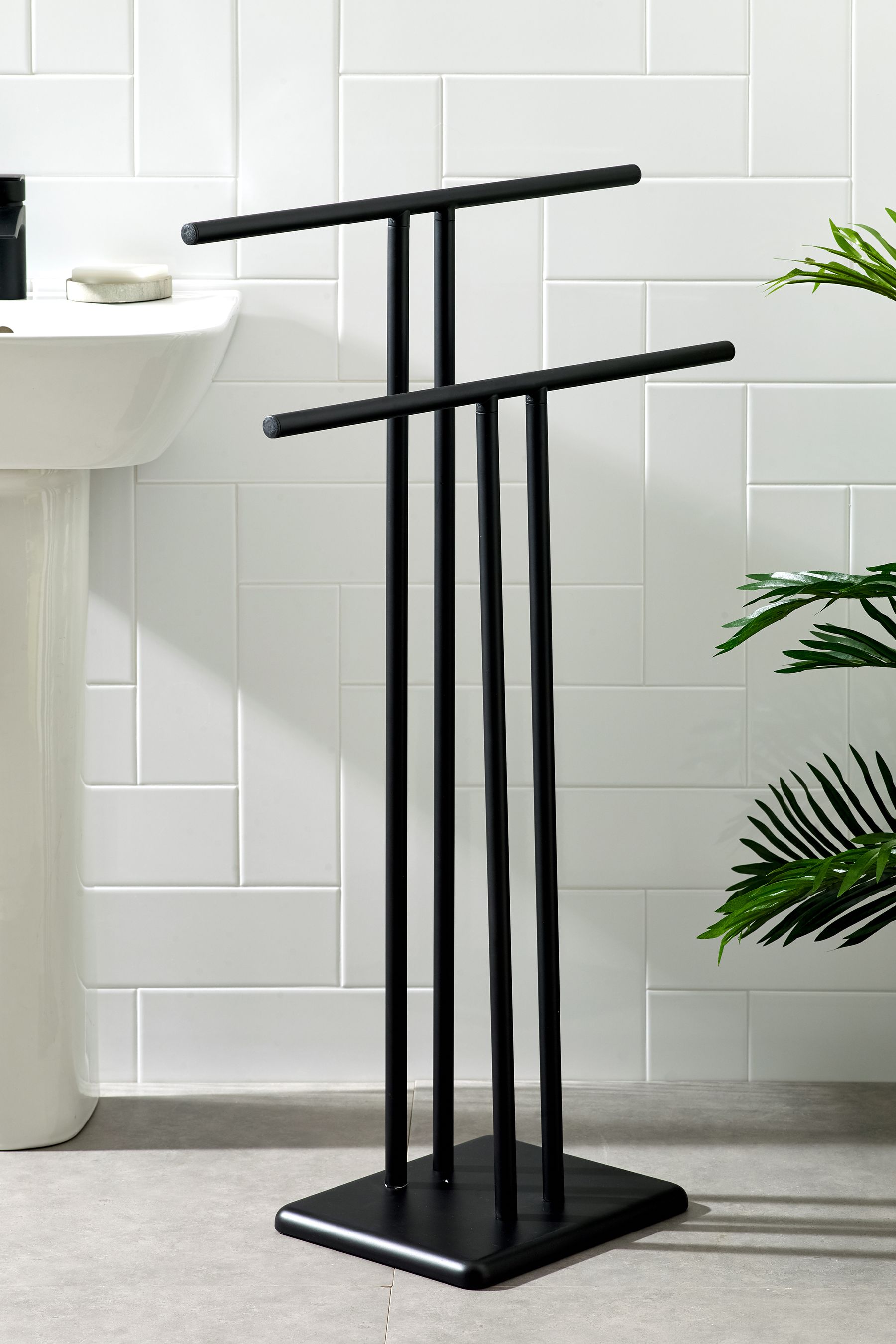 Black Double Freestanding Towel Rail