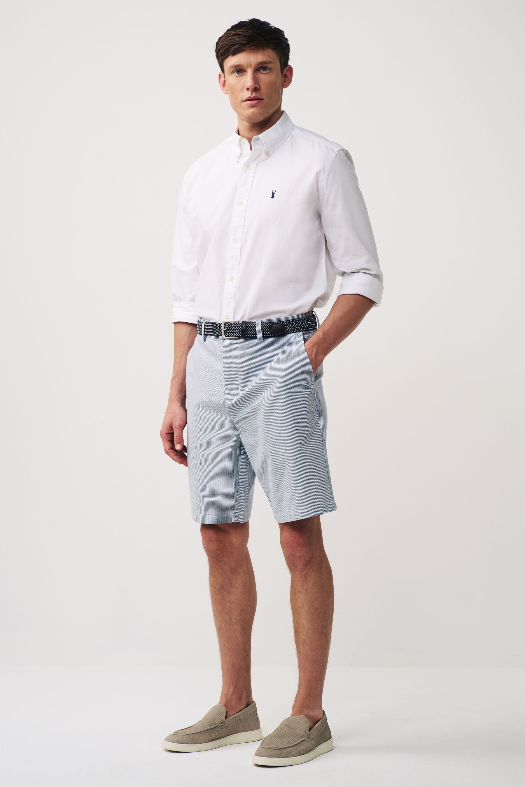 Blue belted shorts sale