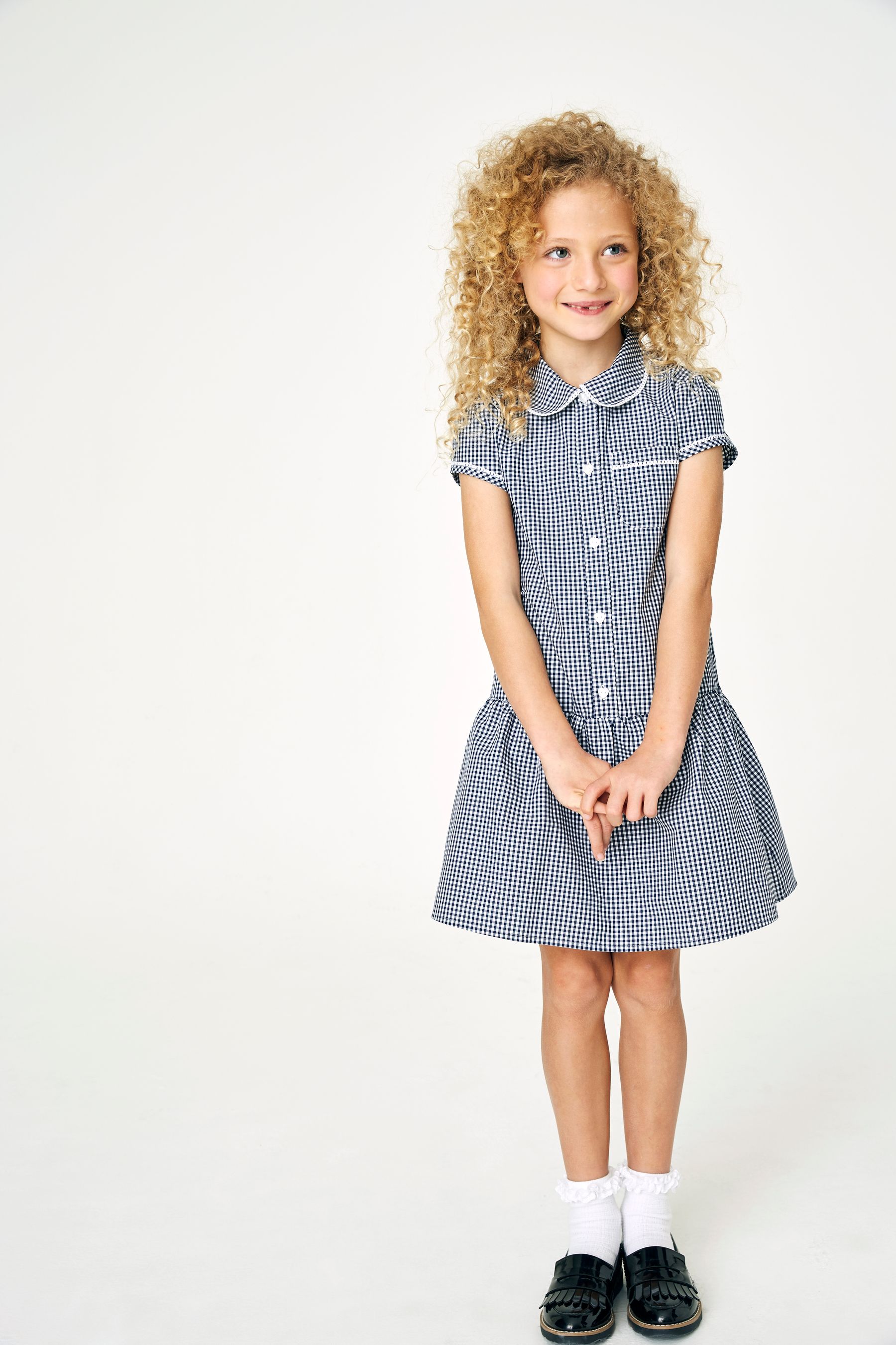 Dark blue gingham top school dress
