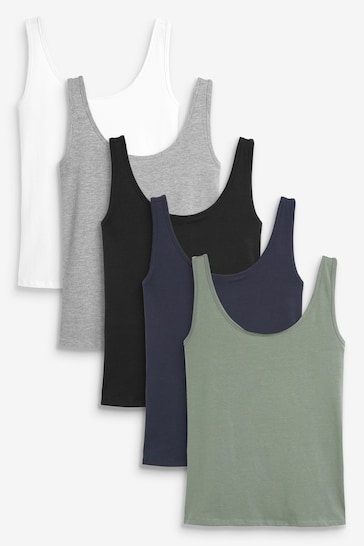 Multi 5 Pack Thick Strap Vests