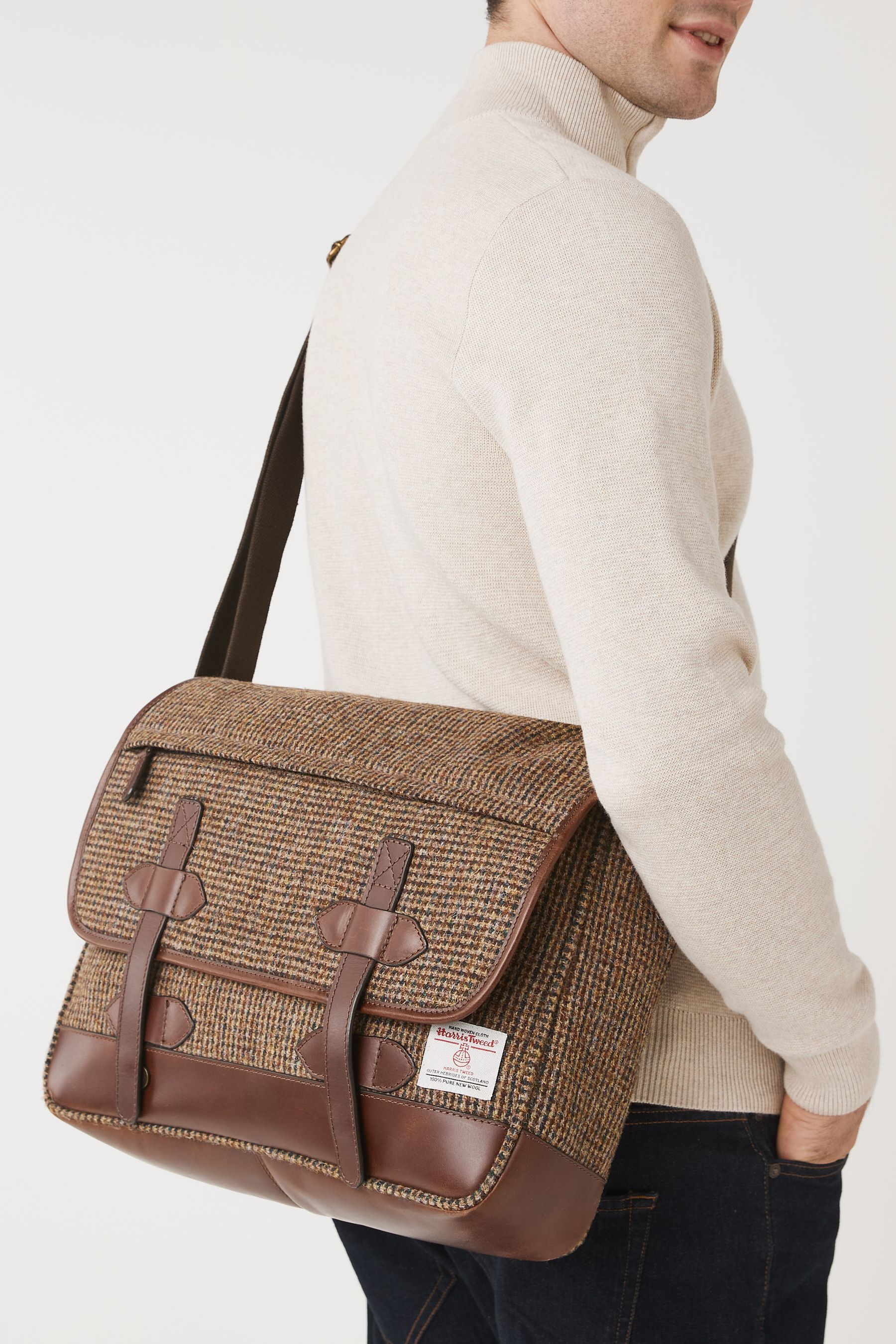 Brown Tweed Messenger Bag