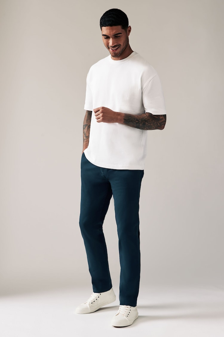 Dark Blue Slim Fit Stretch Chinos Trousers - Image 3 of 10