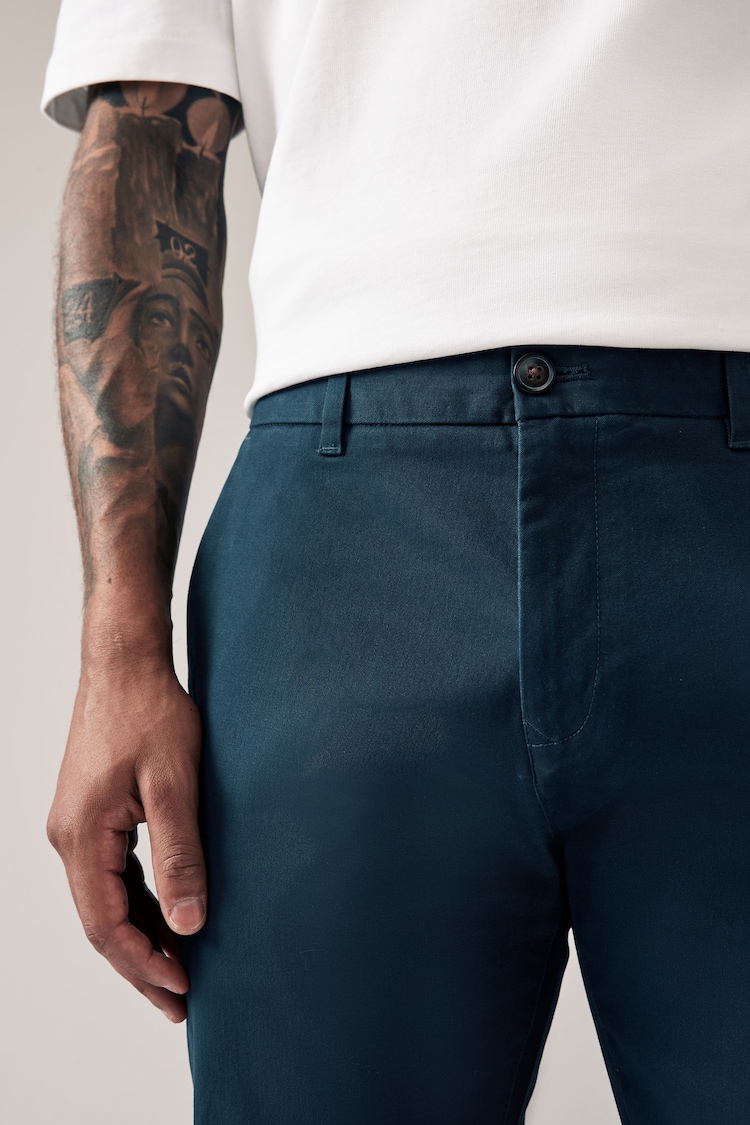 Dark Blue Slim Fit Stretch Chinos Trousers - Image 6 of 10