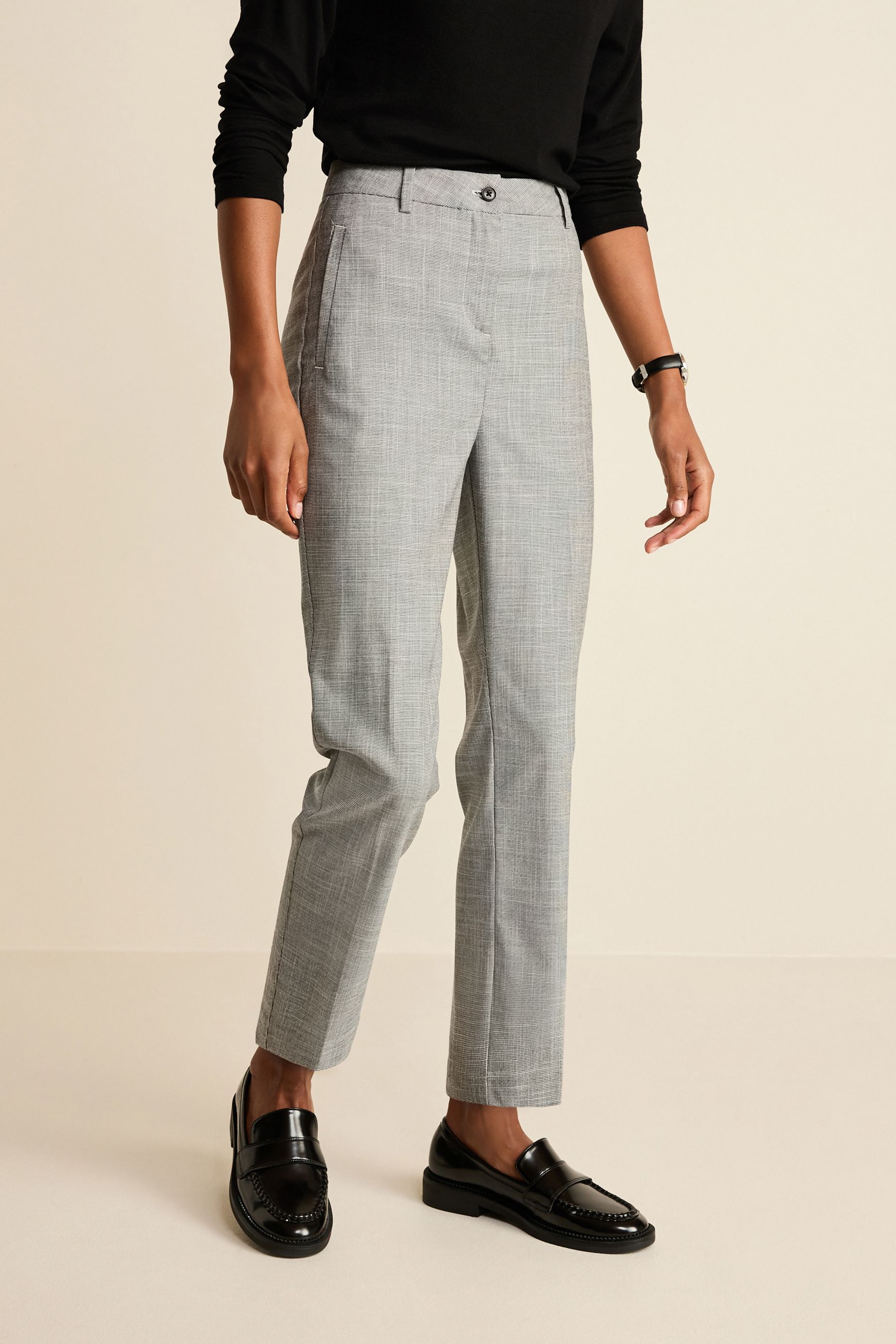 Check slim sales cropped trousers