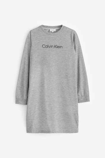 Calvin Klein Grey Modern Cotton Long Sleeve Sleep Dress