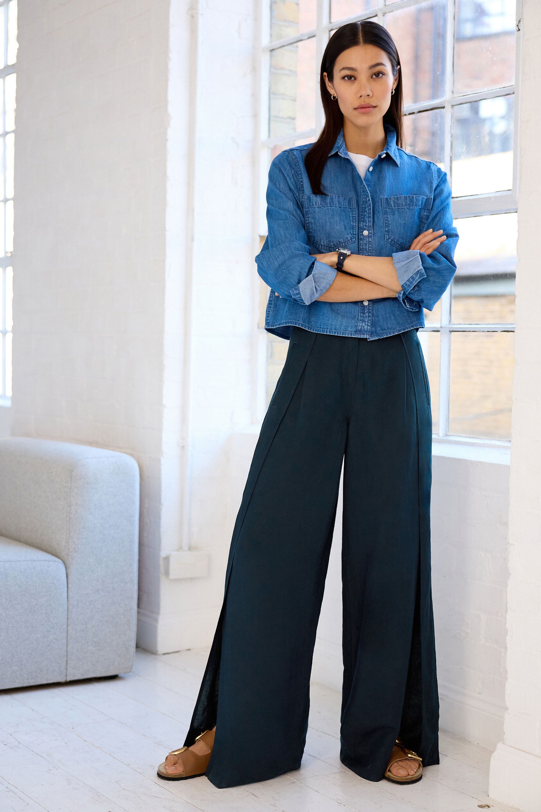 Next navy linen trousers shop
