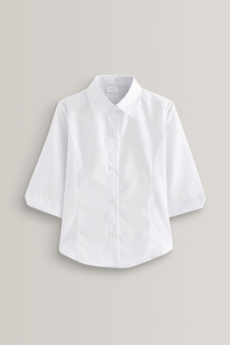 White Regular Fit 2 Pack Three Quarter Sleeve School Blouses (3-17yrs) - Image 2 of 7