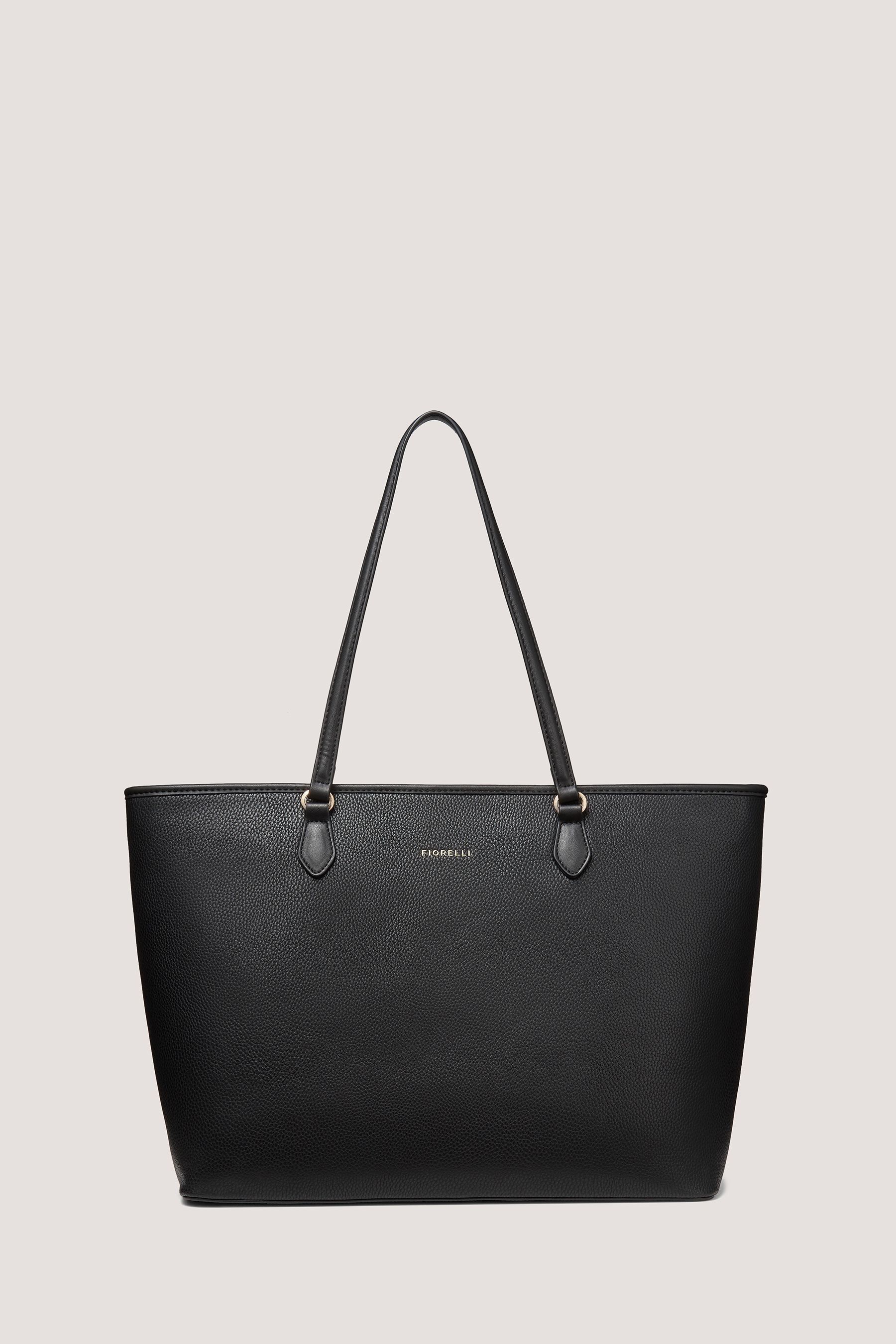 Black zip shopper best sale bag