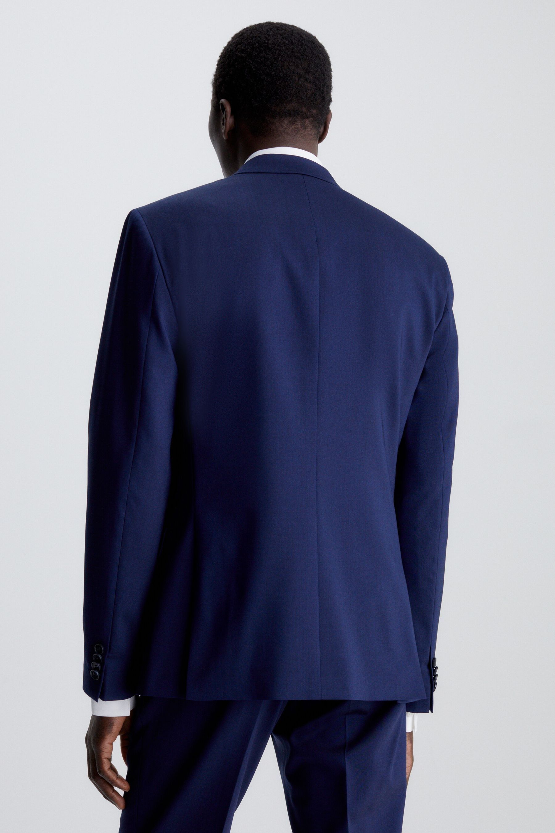 Buy Calvin Klein Blue Stretch Wool Slim Blazer from Next Luxembourg