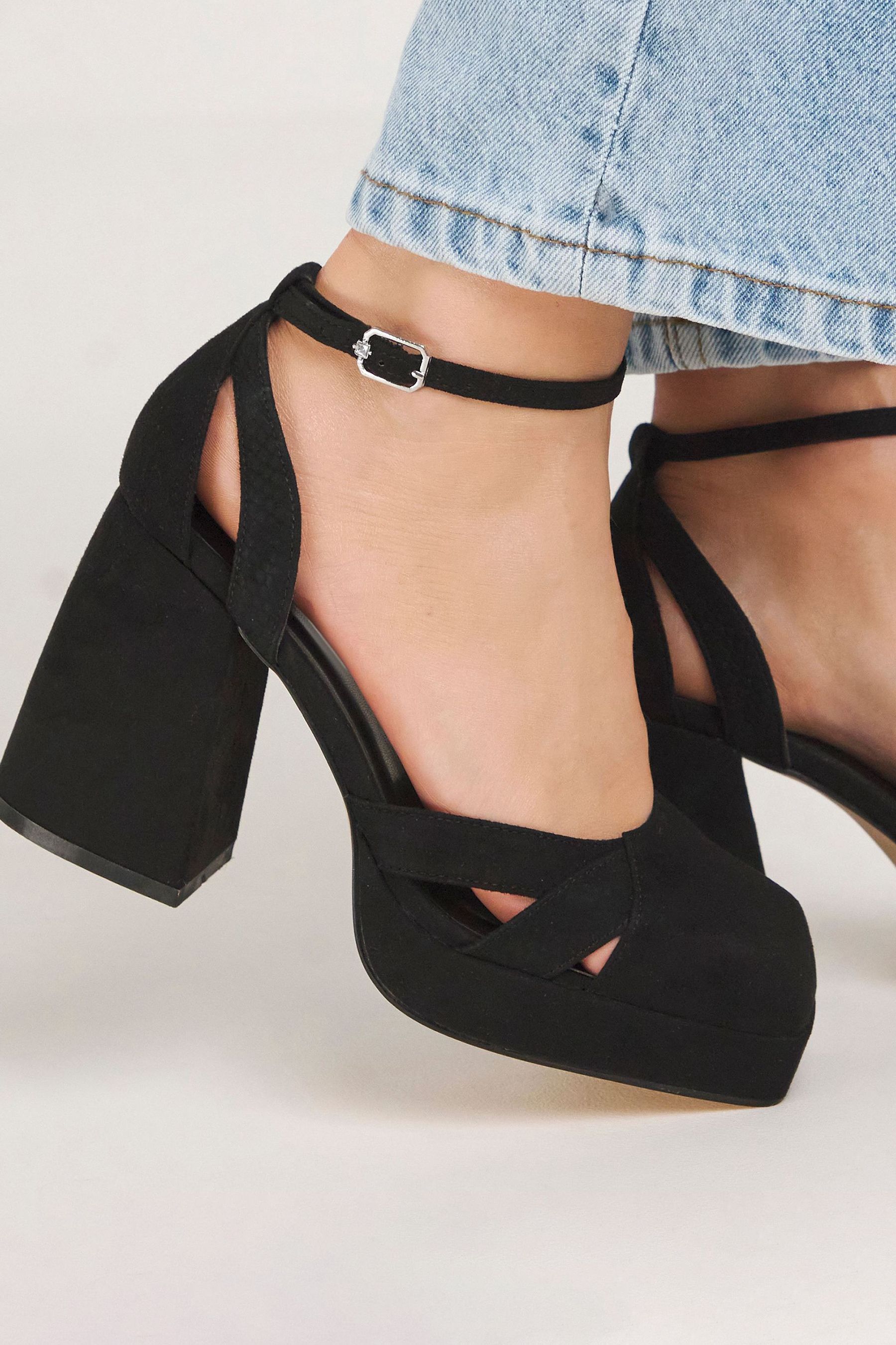 Black platform heels wide fit top