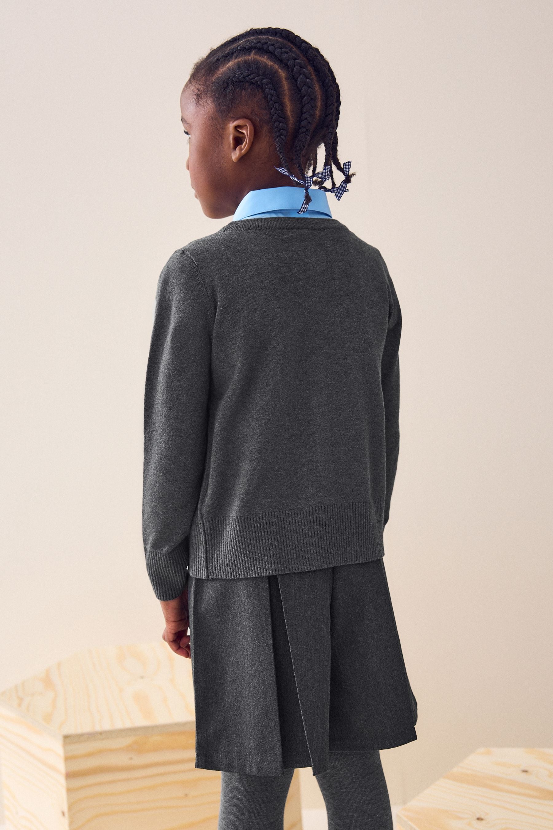 Girls grey online school cardigan