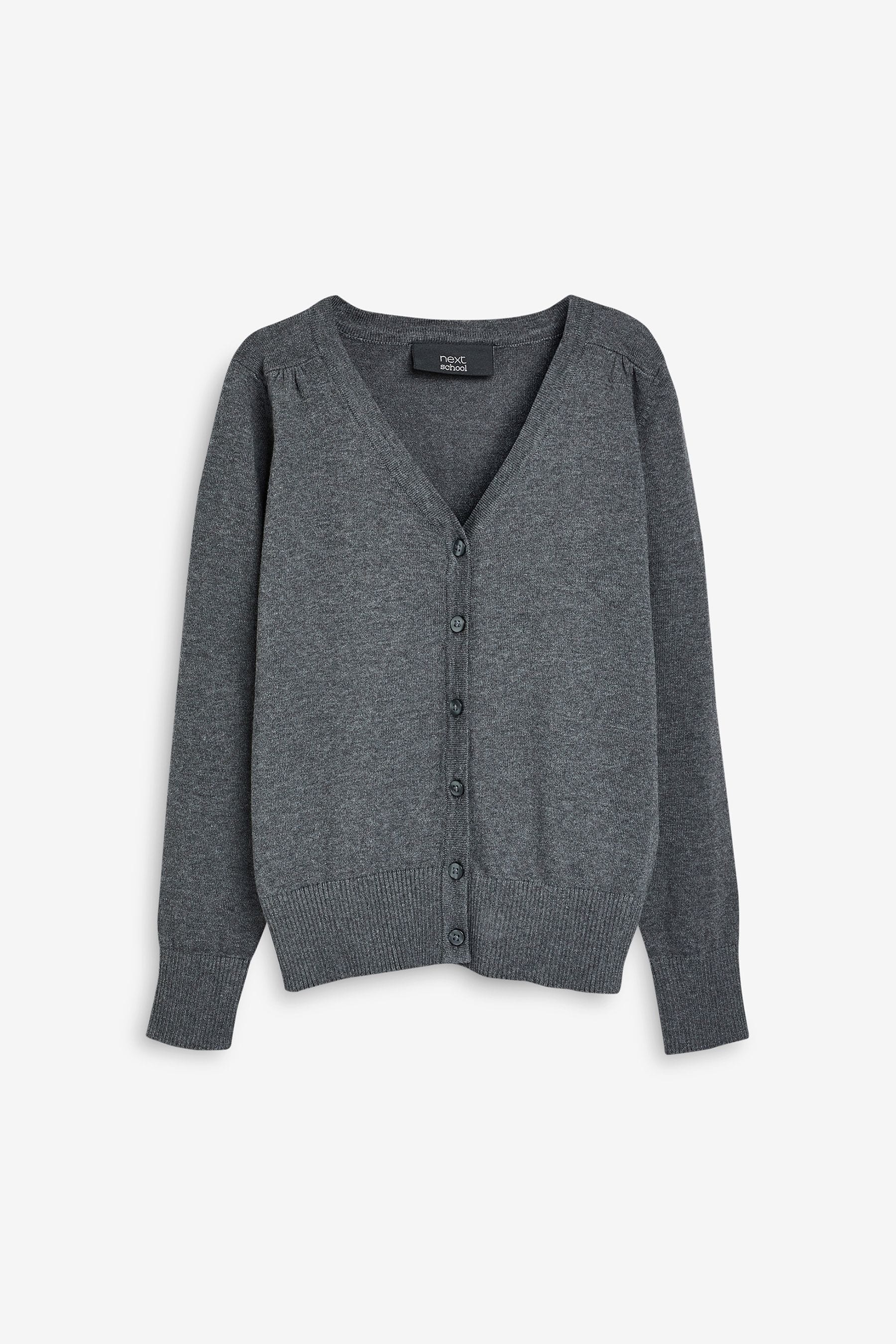 Buy Grey Cotton Rich School V Neck Cardigan 3 16yrs from Next Luxembourg