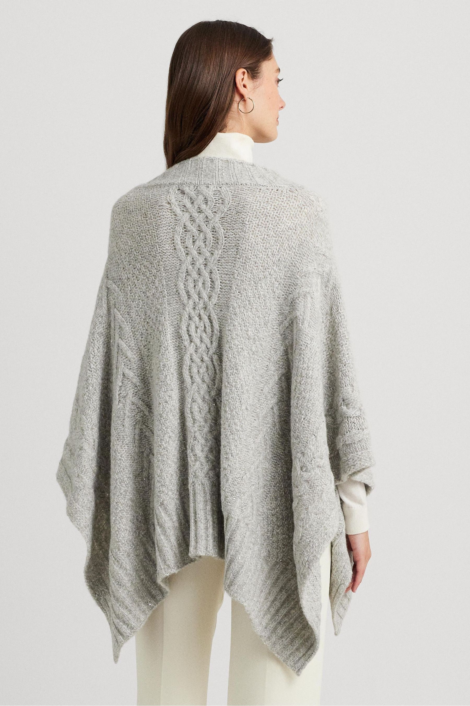 Buy Lauren Ralph Lauren Grey Cable Knit Mockneck Poncho from Next Luxembourg