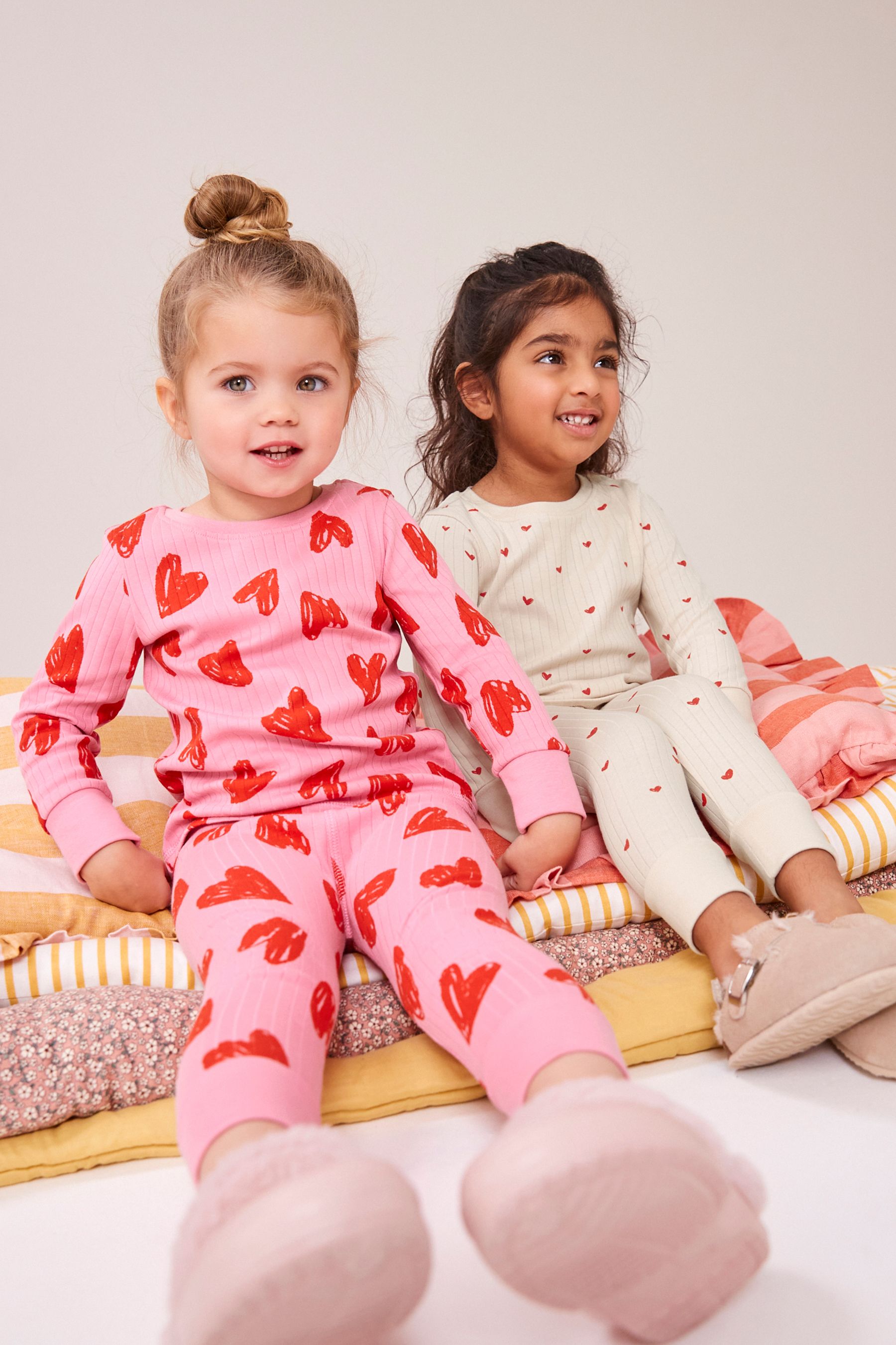 Buy Pink Cream 100 Cotton Snuggle Pyjamas 2 Pack 9mths 12yrs from the Next UK online shop