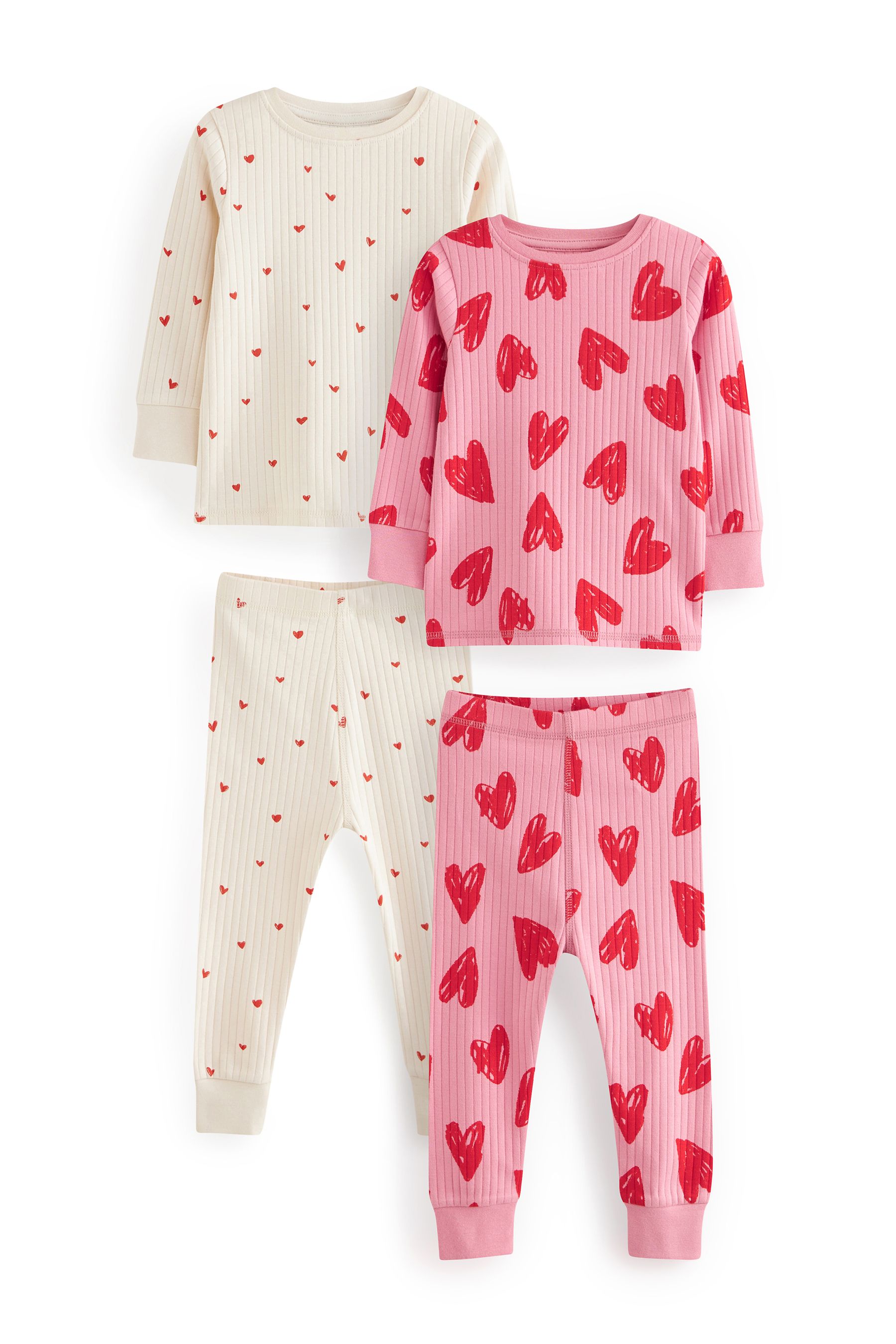 Buy Pink Cream 100 Cotton Snuggle Pyjamas 2 Pack 9mths 12yrs from the Next UK online shop