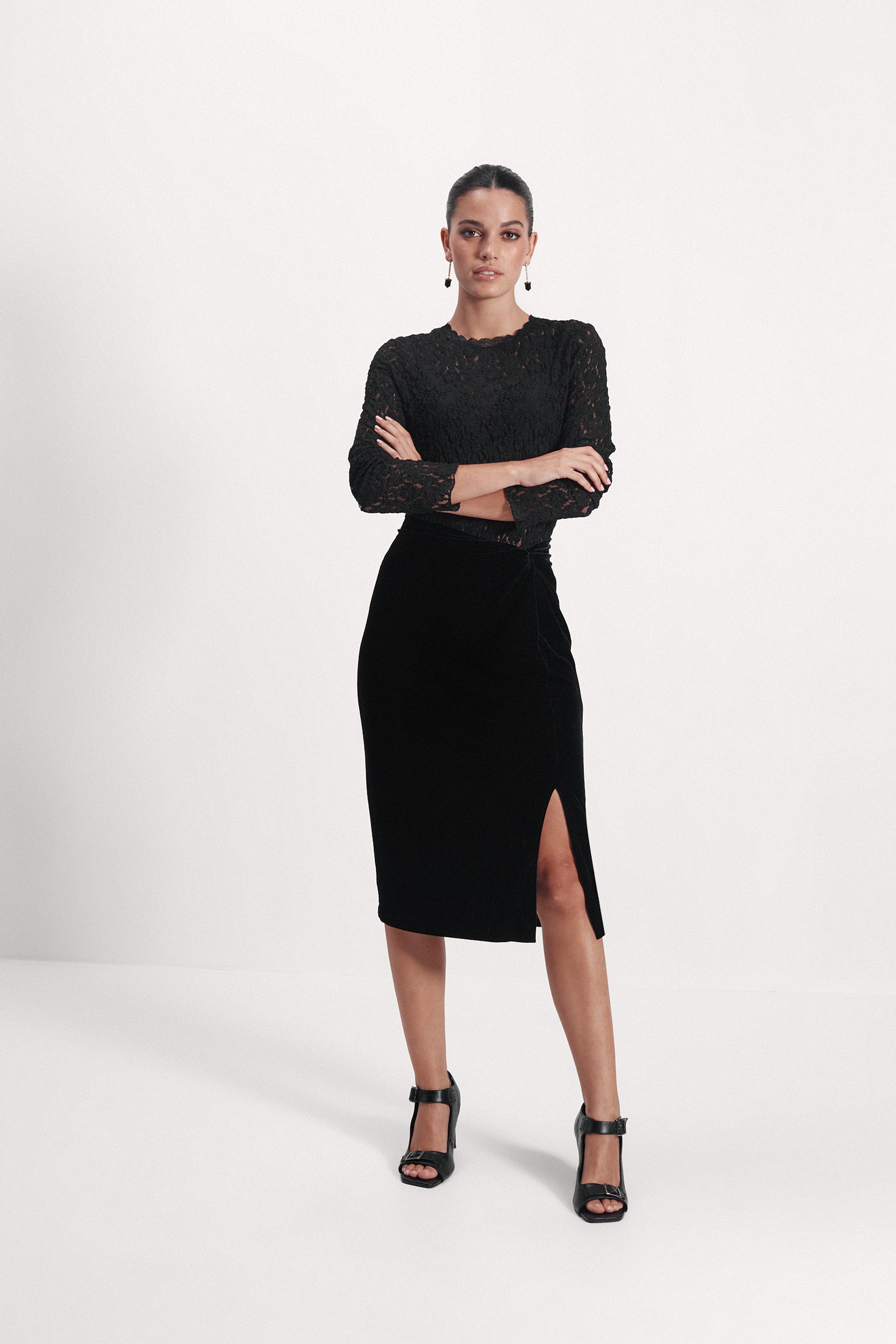 Cute black velvet skirts shop