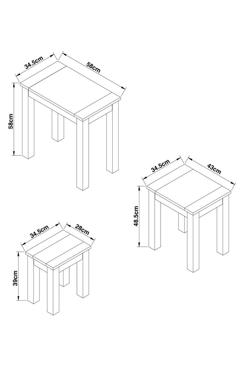Natural Malvern Oak Effect Rectangle Set of 3 Nest of Tables - Image 3 of 6