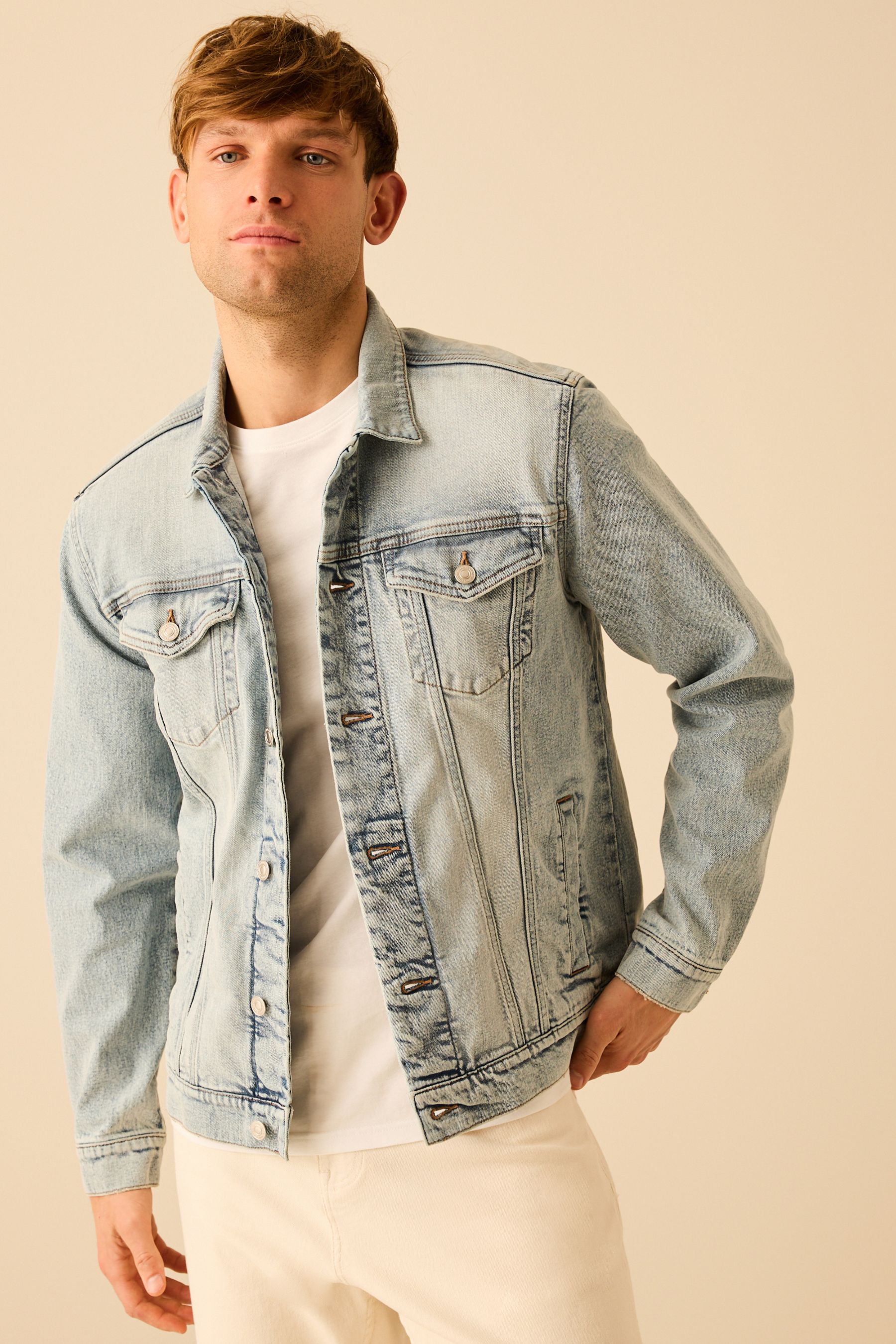 Bleached denim jacket mens 2025