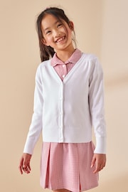 White Cotton Rich School V-Neck Cardigan (3-16yrs) - Image 1 of 5