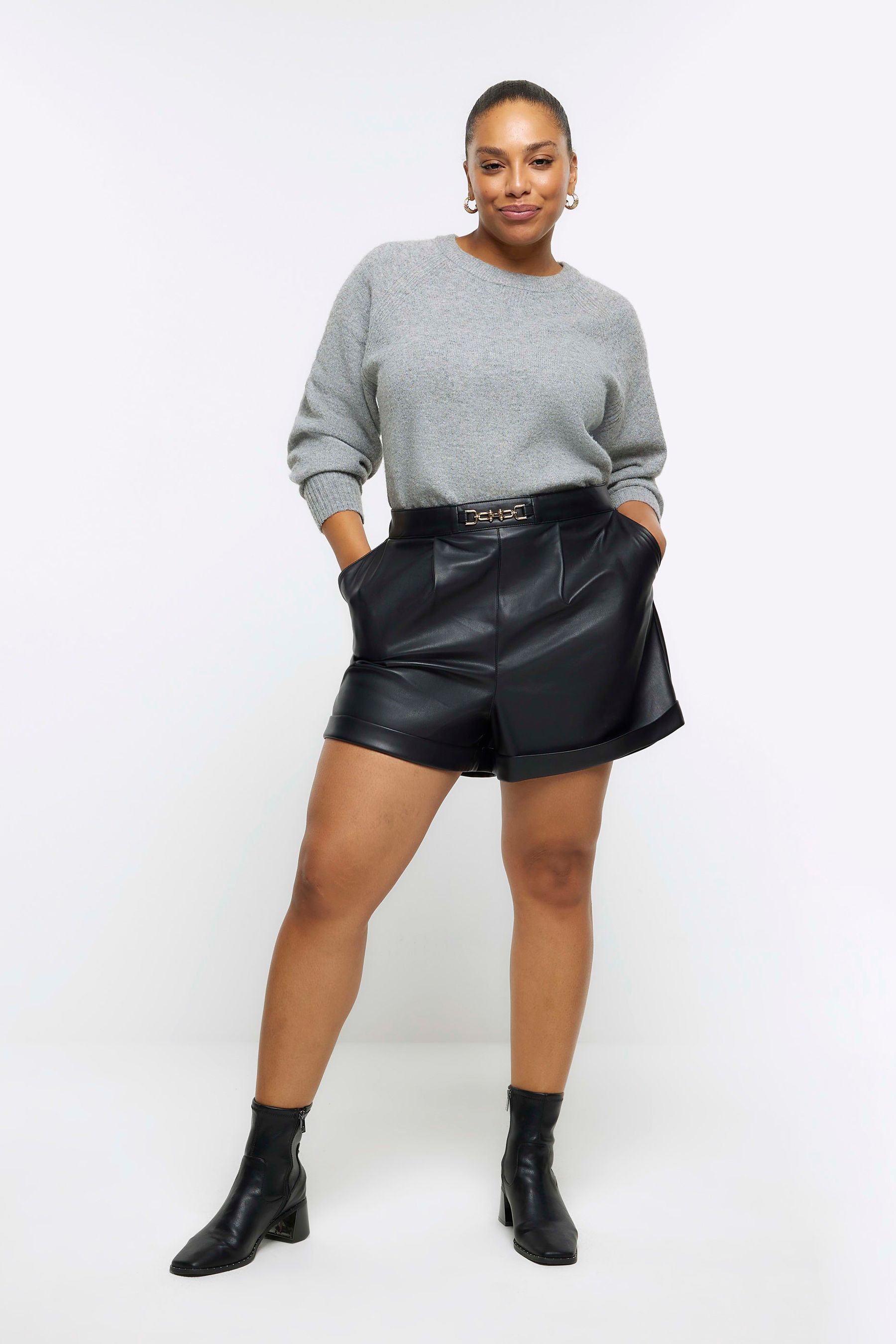 River Island Black Plus Snaffle Shorts
