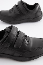 Black Standard Fit (F) School Leather Double Strap Shoes - Image 4 of 6